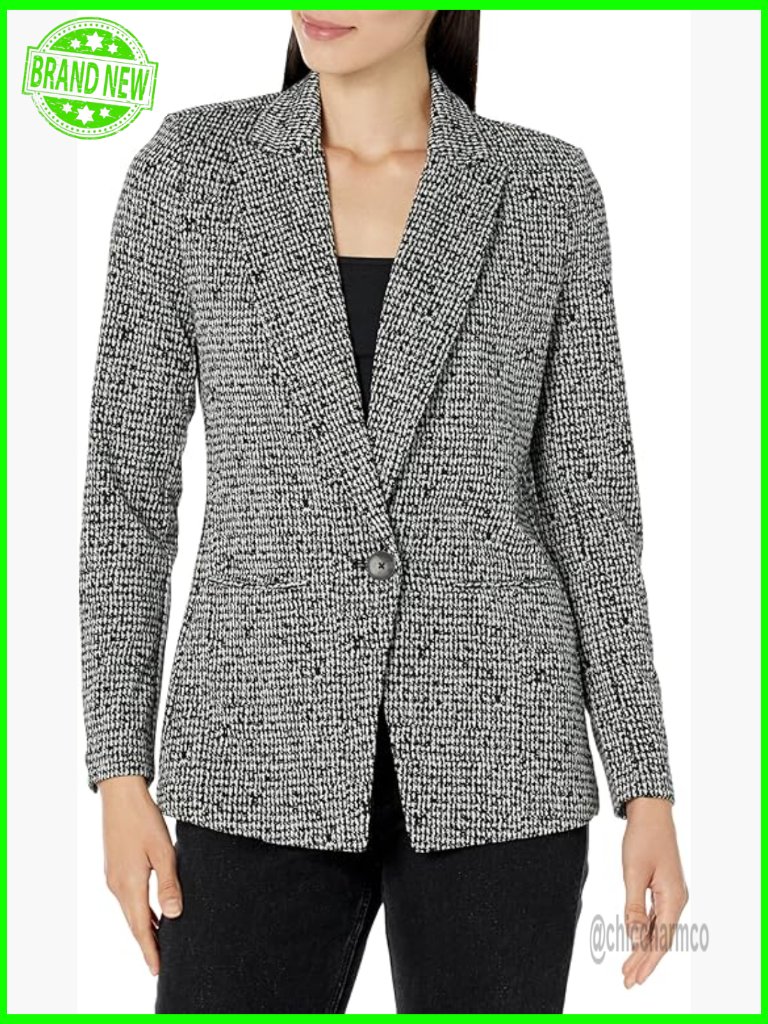 Etched Tweed Knit Blazer - Unlined Single Button